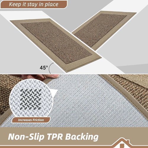 BEQHAUSE Indoor Door Mat - Non-Slip, Washable Dirt Trapper Rug | 20" x 32", Taupe Color