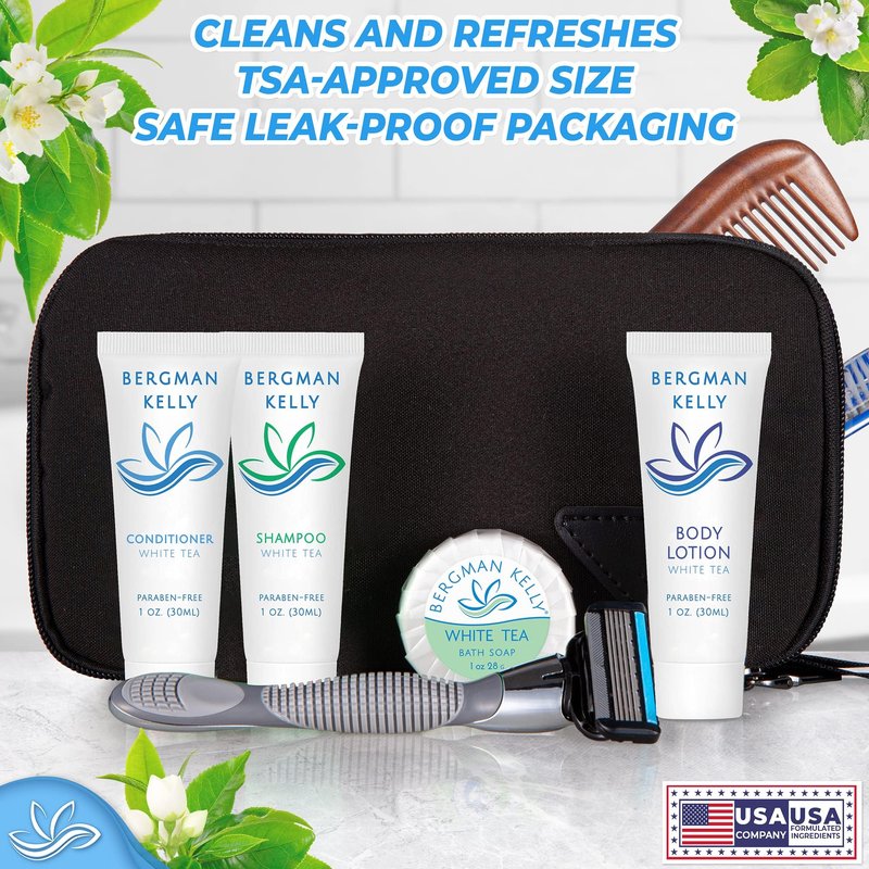 BERGMAN KELLY - Hotel Soap Bars - White Tea, 0.5 oz, 100 PK - Travel Size Luxury Bulk Amenities Bar Soap - Mini Individually Wrapped Round Soap - Small Toiletries for Airbnb, Motel, Guest Bathroom
