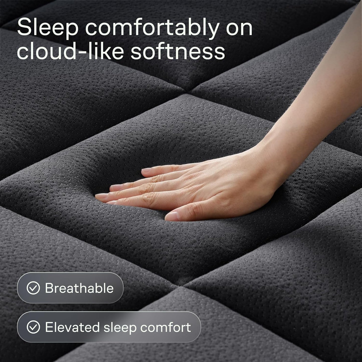 Niagara Ultra Soft Queen Size Mattress Topper - Bamboo Viscose Pillow Top for Back Pain Relief | Naturally Cooling, Black