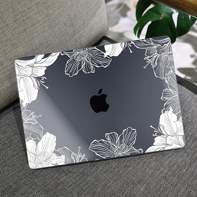 MEEgoodo Case for M5/M4/M3/M2 MacBook Air 13 inch Case 2026 2025 2024 2022, Fit Model A3449/A3240/A3113/A2681, Laptop Hard Shell Compatible with MacBook Air 13.6-inch, Lily Floral