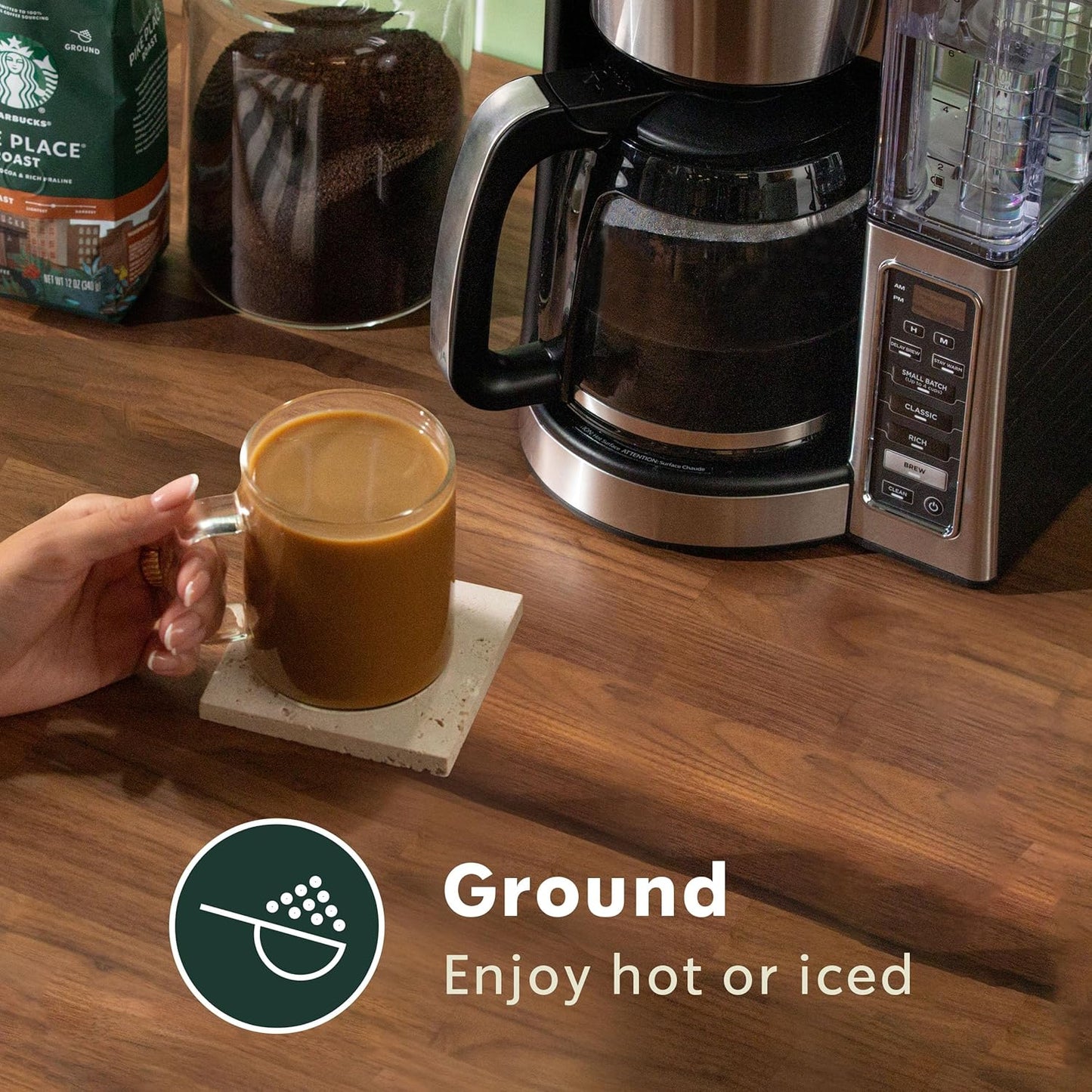 Starbucks Ground Coffee - Vanilla Flavored Hot or Iced Coffee | Six 11 oz Bags