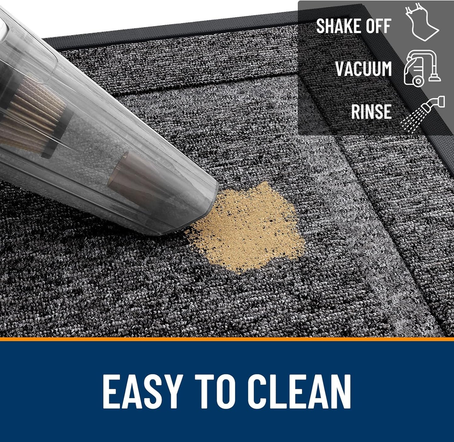 OLANLY Waterproof Front Door Mat | All-Season Indoor Outdoor Doormat, Easy Clean, 33x21, Black and White