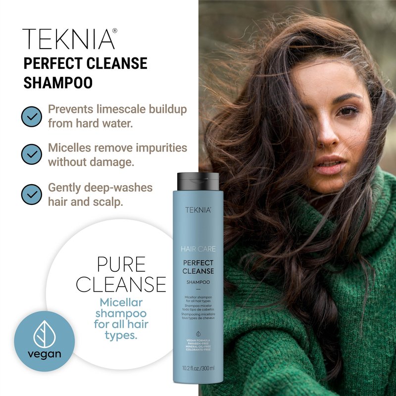 Lakmé Teknia Perfect Cleanse Shampoo, Clarifying Shampoo for Build Up, Deep Clean for Scalp and Hair, 10.2 Fl Oz