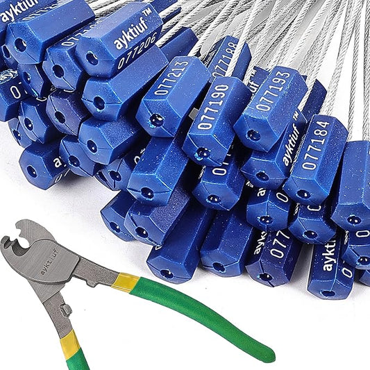 ayktiuf 240 Pieces Security Cable Seals, Metal Number Security Tags for Truck, Trailers, Cargo, Containers, Vans, Oil Tank, Milk Vehicle (Blue, 240 Pack)