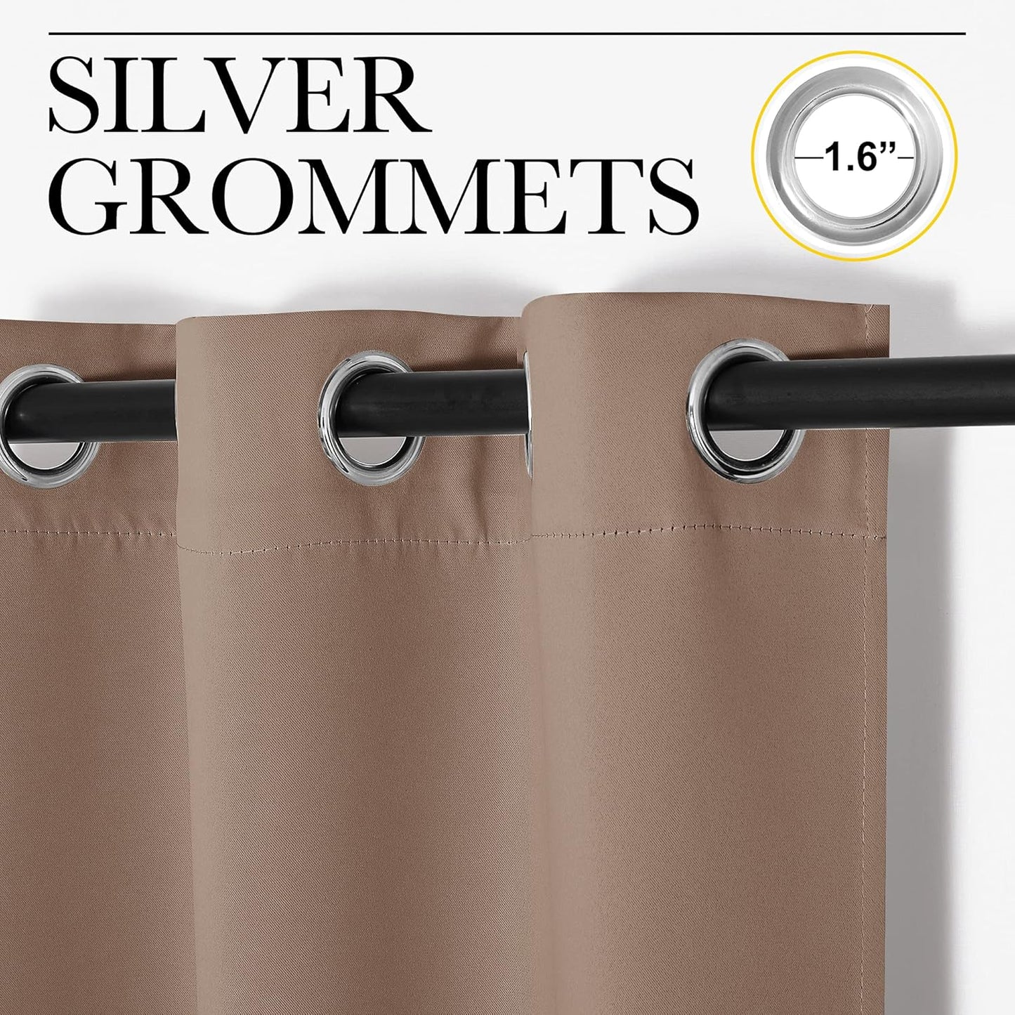 NICETOWN Blackout Curtains - Thermal Insulated Drapes Set of 2 | 55x102 Inch, Cappuccino