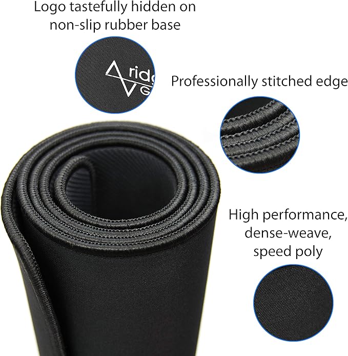 Traverse Ridge Gaming Mouse Pad (5mm) Extended 36 inch | 36x12x0.20 Extra Thick | Black | Stitched Edge, Large Washable Desk Mat