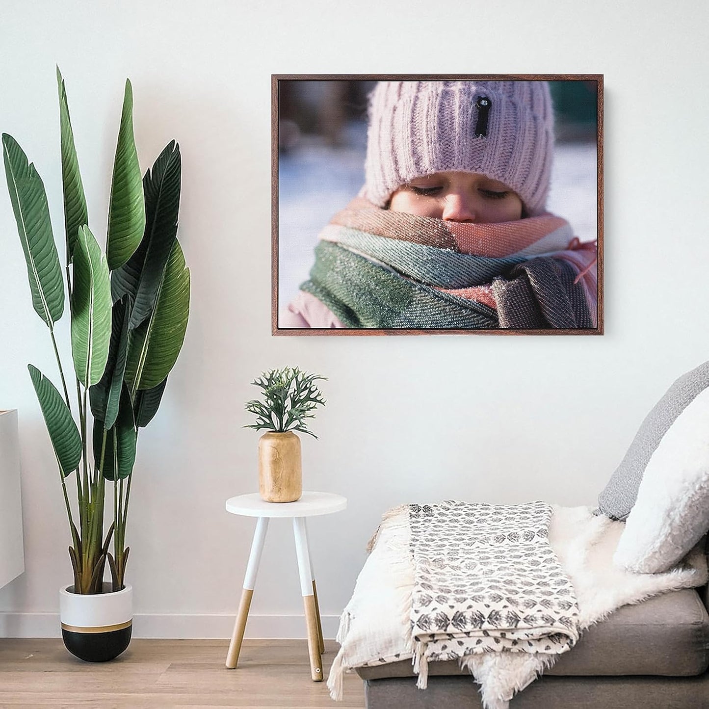 P&L ART Personalized Canvas Prints - Transform Your Photos into Stunning Wall Art | 20x24 Walnut Frame