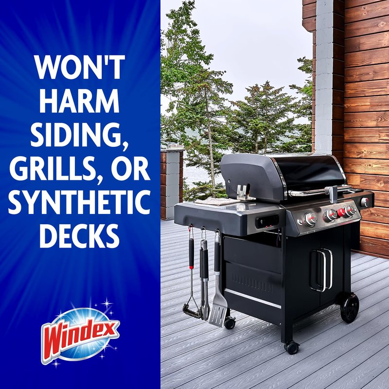Windex Outdoor Window and Glass Cleaner for Hose Ammonia Free, Concentrated Formula for Deep Outdoor Clean, Patio Cleaner, Compatible With All Hoses, 32 Fl Oz (Pack of 2)