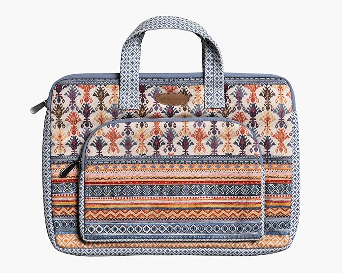 Maison d'Hermine Laptop Bag with Pocket upto 15.5 inch Stain and water repellent Cotton canvas Valentines Day Gifts - Ikat