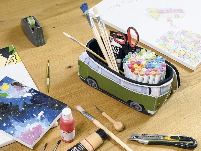 BRISA VW Collection Volkswagen Neoprene Universal Makeup Cosmetics Toiletry Travel Pharmacy Bag in T2 Bus Design (Green & White/Small)