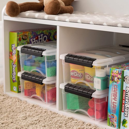 IRIS USA 6-Pack Storage Bins - Stackable 6 Quart Organizing Solution with Lids | Durable BPA-Free Plastic