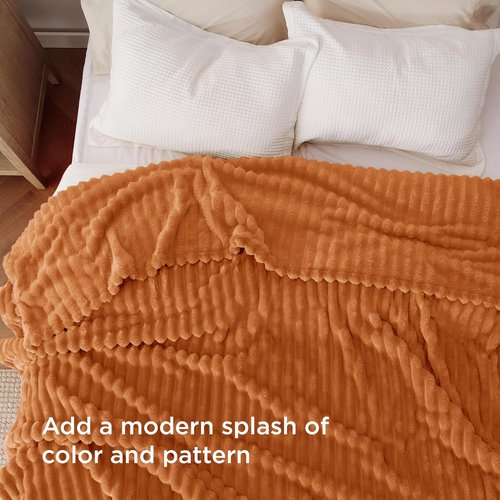 Bedsure GentleSoft King Blanket - Cozy Orange Fall Throw, Perfect for Couch & Bedroom, 108x90 Inches