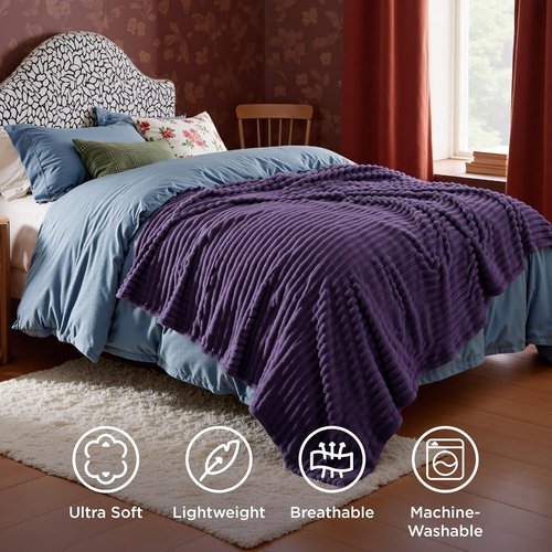 Bedsure GentleSoft Fleece Blanket - Cozy Purple Throw for Couch, Perfect Size 50x60 Inches