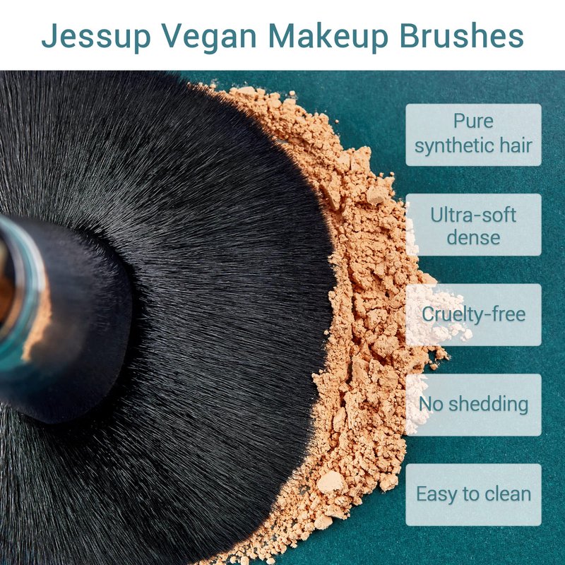 Jessup Makeup Brushes 15 Pcs Makeup Brush Set Beauty Cosmetics Make Up Powder Concealer Eyeshadow Eyeliner Blending Lip Brush Tools (Black/Silver) T092