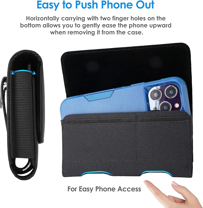 Mopaclle Nylon Phone Holster with Heavy Duty Metal Belt Clip and Card Holder, Compatible with iPhone 17/16/15/14/13 Pro Max,17 Air and Galaxy S26/S25/S24/S23/S22 Plus and FE - Black