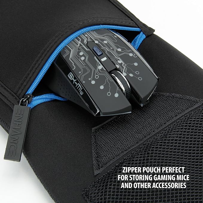 Enhance Keyboard Sleeve Travel Case for Full-Size Mechanical and Standard Gaming Keyboards up to 18 Inches with Rugged Neoprene Construction, Zipper Mouse Storage and Cable Storage Pouch