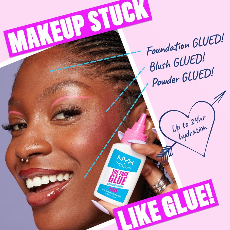 NYX PROFESSIONAL MAKEUP The Face Glue Gripping Primer, Hydrating Makeup Primer with Up To 24HR Wear, Vegan & Cruelty Free