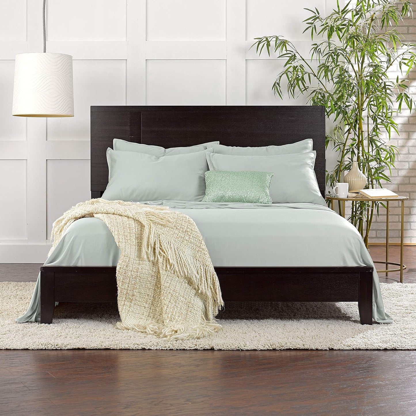 Pure Bamboo Split King Sheets - 100% Organic Viscose Bed Sheet Set, Soft & Cooling, Sea Glass Color