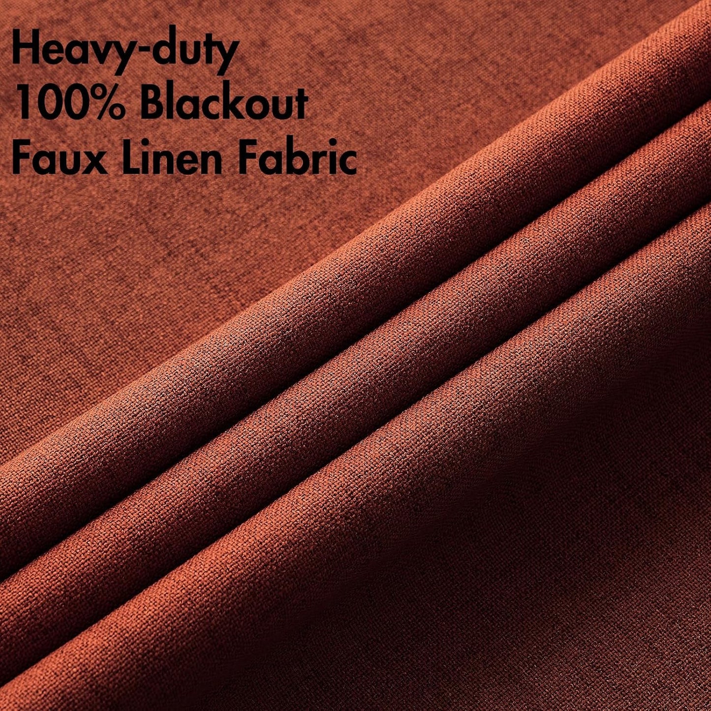 MIULEE 100% Blackout Linen Curtains - Thermal Insulated Burnt Orange Room Darkening | 42 x 84 (2 Panels)