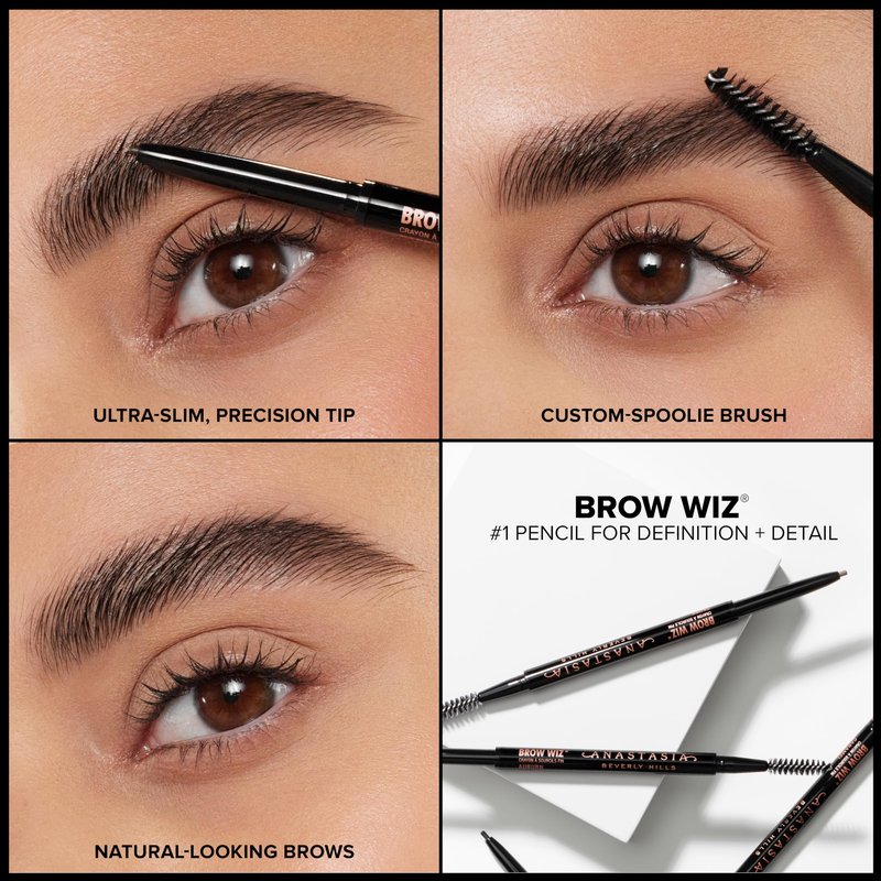 Anastasia Beverly Hills Brow Wiz - Ultra-Slim Retractable Eyebrow Pencil for Hair-Like Strokes, Natural Precision Definition, Longwear Waterproof Smudge-Proof for Filling & Shaping Brows - Granite