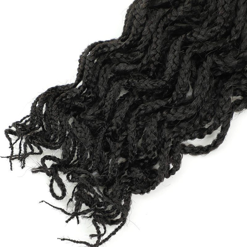 150 Strands Goddess Box Braids Crochet Hair Curly Braided Crochet Box Braiding Hair 14 Inch 3X Pre Looped Box Braid Crochet Braids Extensions 5 Packs Wavy Crochet Hair for Black Women