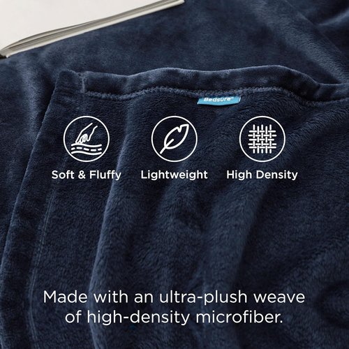 Bedsure GentleSoft Fleece Blanket - Cozy Navy Blue Plush King Size Blanket, 102x96 Inches