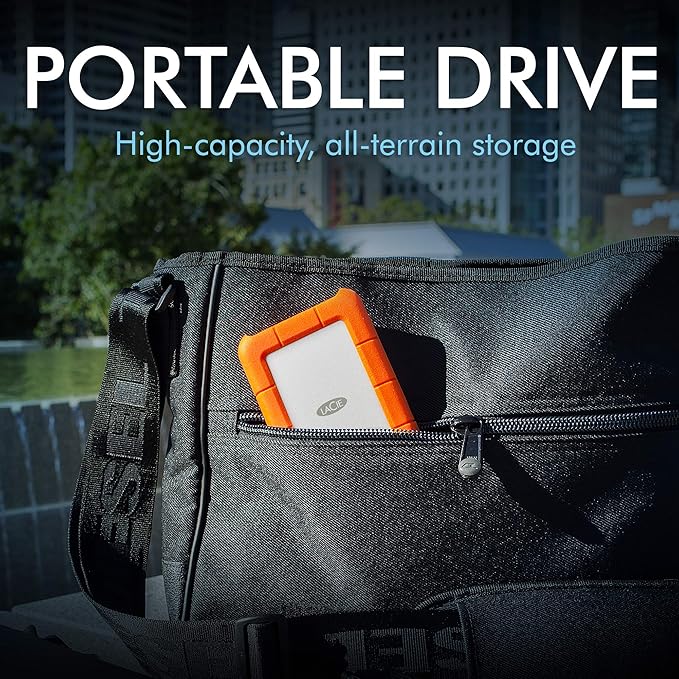LaCie Rugged Mini, 2TB, 2.5", Portable External Hard Drive, for PC Mac iPad and iPhone, Data Rescue Service (LAC9000298)