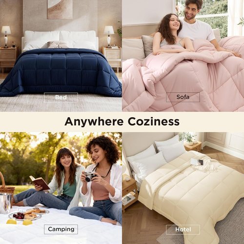 Bedsure Comforter Duvet Insert - Oversized King All-Season Quilted Bedding, GentleSoft Down Alternative, Light Spa Blue 116x98 Inches