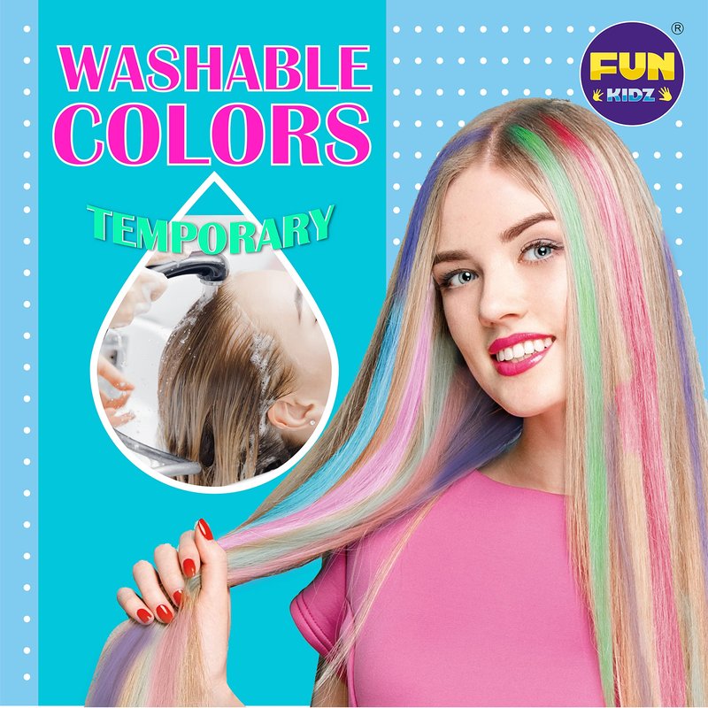 Hair Braiding Kit for Girls 8-12, FunKidz Handheld Hair Temporary Coloring Clamp with Hair Chalk for Kids Washable Hair Makeup Kit