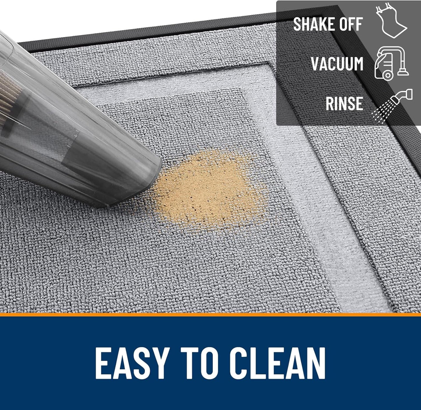 OLANLY Indoor Outdoor Front Door Mat - Waterproof All-Season Doormat, Easy Clean, 29.5x17, Silver Gray