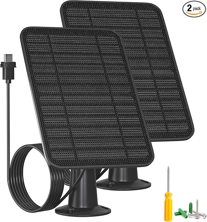 5W Solar Panel Compatible with Blink Outdoor 4(4th Gen)/Outdoor 2K+ Camera, Solar Panel Charger for Blink Camera with 13.1ft Cable Rubber Plug, IP65 Weatherproof, Includes Secure Wall Mount, 2 Pack