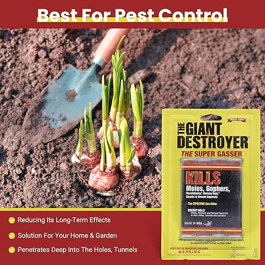 Giant Destroyer Smoke Bomb Gasser â Rodent & for Gophers, Moles, Groundhogs & Rats â 2 Pack (8 Tubes) + Jecudi Towel
