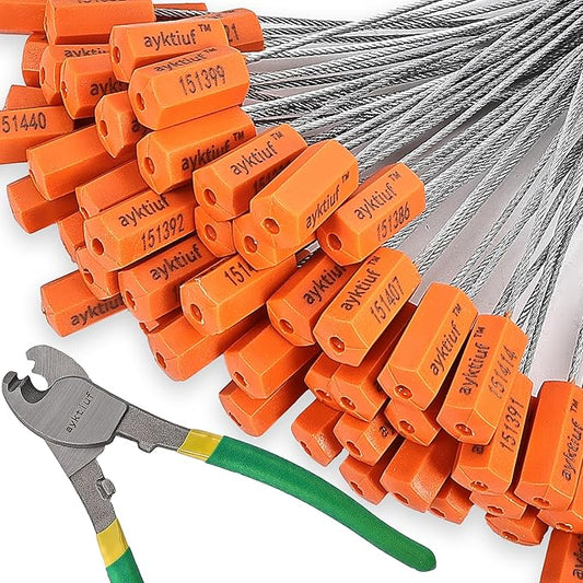 ayktiuf 240 Pieces Security Cable Seals, Metal Number Security Tags for Truck, Trailers, Cargo, Containers, Vans, Oil Tank, Milk Vehicle (Orange, 240 Pack)