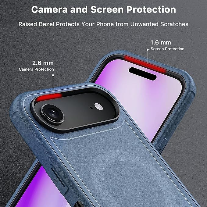 M MYBAT PRO for iPhone Air Case with Belt Clip Holster,[Compatible with Magsafe] w/Screen Protector,Anti-Drop,Shockproof,w 360°Rotating Kickstand,Heavy Duty Protection (Blue) (Blue)