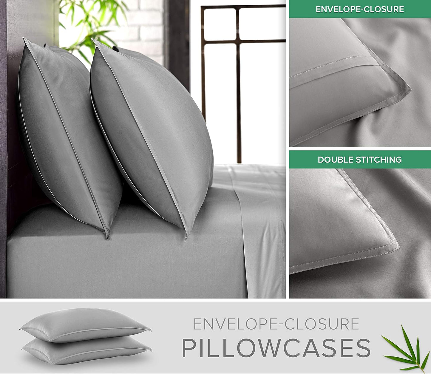 Pure Bamboo Twin XL Sheets - Luxuriously Soft & Cooling 100% Organic Viscose Bed Set | Stone Grey