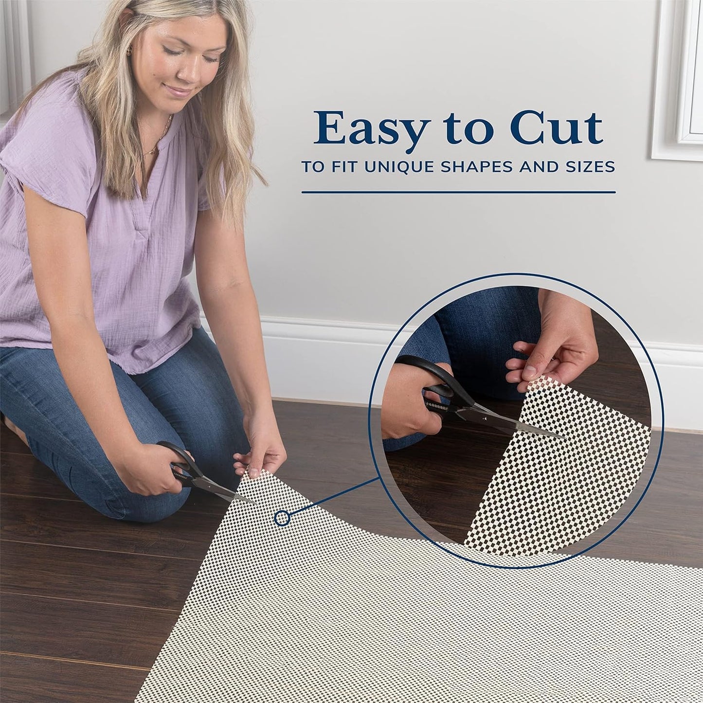 Veken Rug Pad Gripper - Non-Slip 8x11 Ft Area Rug Pad for Hardwood & Tile Floors | Thick Anti-Skid Mat