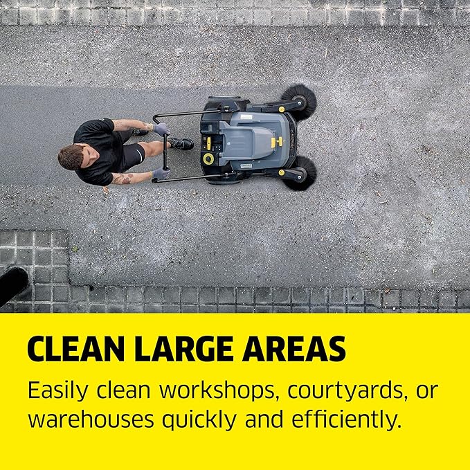 KÃ¤rcher Pro Walk Behind Outdoor Push Sweeper, KM 70/30 C Bp 2SB, Battery Powered, Suction System, Dust Filter - 38" Working Width, 11.9 Gallon - for Commercial Use in Warehouses, Workshops, and More