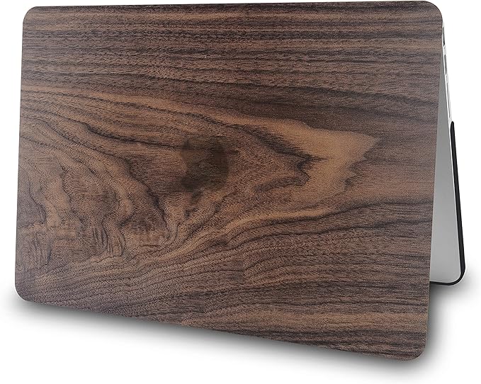 KECC Ultra Thin Case for MacBook Pro 13 inch 2026 2025-2016 Release M2 M1 Chip, Lightweight Plastic Hard Shell for MacBook Pro 13” + Keyboard Cover + Sleeve, Walnut Wood